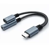 Qoltec 2in1 USB-C adapteris PD 15W 10cm aliuminis