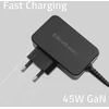 Išorinis Įkroviklis - Qoltec 52385 GaN POWER PRO - 1xUSB-C - 45W Juoda