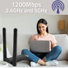 Qoltec 56987 Adapteris USB DUAL Wi-Fi su antena 2 x 2dBi | Standartinė kintamoji srovė | USB 3.0 | 1200 Mbps