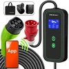 Qoltec mobilusis elektromobilių įkroviklis su 2 viename, 2 tipo reguliavimu | 7kW | 230V | CEE 3 kontaktų | „Wi-Fi“ | LCD | nešiojamas | sieninis įkroviklis | 5 m