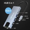 „Qoltec“ šakotuvo adapteris USB-C 5w1 | USB-C PD 100W | 2x USB | HDMI 4K | RJ45