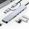 „Qoltec“ šakotuvas 8in1 USB C USB, USB C 4xUSB SD TF kortelių lizdas