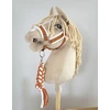 Super Hobby Horse Hobio žirgo kantaras su balta pūkuota apdaila ir pavadžiu