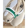 Super Hobby Horse Hobio arklio kantaras A3 su balta pūkuota apdaila + balta-žalia pavadėlis