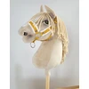 Super Hobby Horse Hobio žirgo kantaras su balta pūkuota apdaila ir pavadžiu