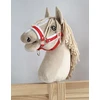 Super Hobby Horse Reguliuojamas kantaras hobi arkliukui A3 raudonas su balta pūkine apdaila