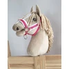Super Hobby Horse Reguliuojamas kantaras hobi arkliukui – tamsiai rožinis su balta pūkine apdaila