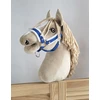Super Hobby Horse Reguliuojamas kantaras hobi arkliukui – mėlynas su balta pūkine apdaila
