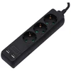 Ilgintuvas 3-vietis V-TAC, 2usb jungtys, 3G1.5MM2 X 5M, juodas