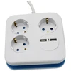 Ilgintuvas 3-vietis V-TAC, 2usb jungtys, 3G1.5MM2 X1.4M, baltas, kvadratinis