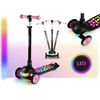 Vaikiškas Ricokids Glowi triračio balansinis paspirtukas su LED, juodos ir rožinės spalvos