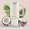 Vakuuminis termosas-puodelis su šiaudeliu 1180 ml Berdsen kremas