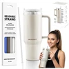 Vakuuminis termosas-puodelis su šiaudelių rinkiniu 1180 ml Berdsen kremas