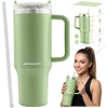 Vakuuminis termosas-puodelis su šiaudeliu 1180 ml, žalias Berdsen