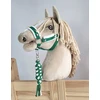 Super Hobby Horse Pavadėlis hobi arkliukui, baltai žalias, pintas virvėmis