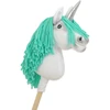Super Hobby Horse Hobby Horse vienaragis su lazda balta spalva su mėtų karčiais ir sidabriniu ragu