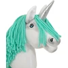Super Hobby Horse Hobby Horse vienaragis su lazda balta spalva su mėtų karčiais ir sidabriniu ragu