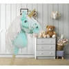 Super Hobby Horse Vienaragis Hobby Horse su lazda mėtų spalvos su balta karčiais ir auksiniu ragu