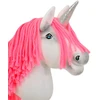 Super Hobby Horse Vienaragis Hobby Horse lazdoje su neonine rožine karčiene ir sidabriniu ragu