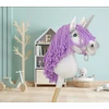 Super Hobby Horse Vienaragis ant lazdos su violetine karčiais ir sidabriniu ragu Hobby Horse