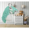 Super Hobby Horse Hobby Horse vienaragis su lazda balta spalva su mėtų karčiais ir sidabriniu ragu