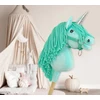 Super Hobby Horse Hobby Horse vienaragis ant lazdos mėtų spalvos su sidabriniu ragu