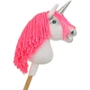 Super Hobby Horse Vienaragis Hobby Horse lazdoje su neonine rožine karčiene ir sidabriniu ragu
