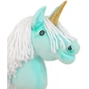 Super Hobby Horse Vienaragis Hobby Horse su lazda mėtų spalvos su balta karčiais ir auksiniu ragu