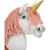 Super Hobby Horse Vienaragis ant lazdos Hobby Horse su rožine karčiene ir auksiniu ragu