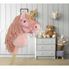 Super Hobby Horse Vienaragis ant lazdos Hobby Horse rožinis su auksiniu ragu