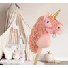 Super Hobby Horse Vienaragis ant lazdos Hobby Horse rožinis su auksiniu ragu