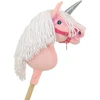 Super Hobby Horse Hobby Horse vienaragis ant lazdos rožinis su balta karčiene ir sidabriniu ragu