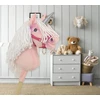 Super Hobby Horse Hobby Horse vienaragis ant lazdos rožinis su balta karčiene ir sidabriniu ragu