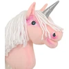 Super Hobby Horse Hobby Horse vienaragis ant lazdos rožinis su balta karčiene ir sidabriniu ragu