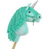 Super Hobby Horse Hobby Horse vienaragis ant lazdos mėtų spalvos su sidabriniu ragu