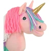 Super Hobby Horse Vienaragis ant lazdos Hobby Horse rožinis su spalvota karčiene ir auksiniu ragu