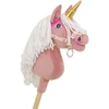 Super Hobby Horse Vienaragis Hobby Horse lazdoje pastelinės rožinės spalvos su balta karčiais A4