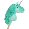 Super Hobby Horse Hobby Horse vienaragis ant lazdos mėtų spalvos su sidabriniu ragu