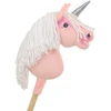 Super Hobby Horse Hobby Horse vienaragis ant lazdos rožinis su balta karčiene ir sidabriniu ragu