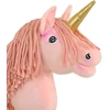 Super Hobby Horse Vienaragis ant lazdos Hobby Horse rožinis su auksiniu ragu