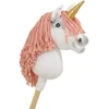 Super Hobby Horse Vienaragis ant lazdos Hobby Horse su rožine karčiene ir auksiniu ragu