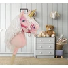 Super Hobby Horse Hobby Horse vienaragis ant lazdos rožinis su balta karčiene ir auksiniu ragu