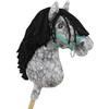Super Hobby Horse Medinis žirgas su pilku margu kailiu ir juoda karčia
