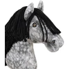 Super Hobby Horse Medinis žirgas su pilku margu kailiu ir juoda karčia