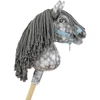 Super Hobby Horse Žirgas ant lazdelės vaikams, pilkas su pilka karčiu
