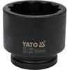 Yato Smūginis 80 mm lizdas automobilių stebulėms, CrMo, 12 kampų smūginis lizdas, lizdas stebulėms, 80 mm smūginis lizdas