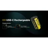 Nitecore NL1816R įkraunamas 18350 ličio jonų (Li-ion) akumuliatorius – 1600 mAh, įkrovimas per USB-C, 3 A iškrovimas, nikeliu dengtas nerūdijantis plienas
