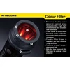Nitecore NFR40 raudonas filtras – dvipusis mineralinis stiklas, guminis laikiklis, suderinamas su 40 mm žibintuvėlių galvutėmis, įskaitant MH25Pro, MH27, EA41 ir SR7