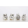 Art-Pol Figūrėlė Pelėda (4vnt kompl.), plastikinė, sidabrinė/balta, 3,5x3x3(A) cm