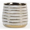 Pot&Deco Keraminis vazonas DAPHNE, apvalus, auksinis/baltas, 16 x 14,5(A) cm